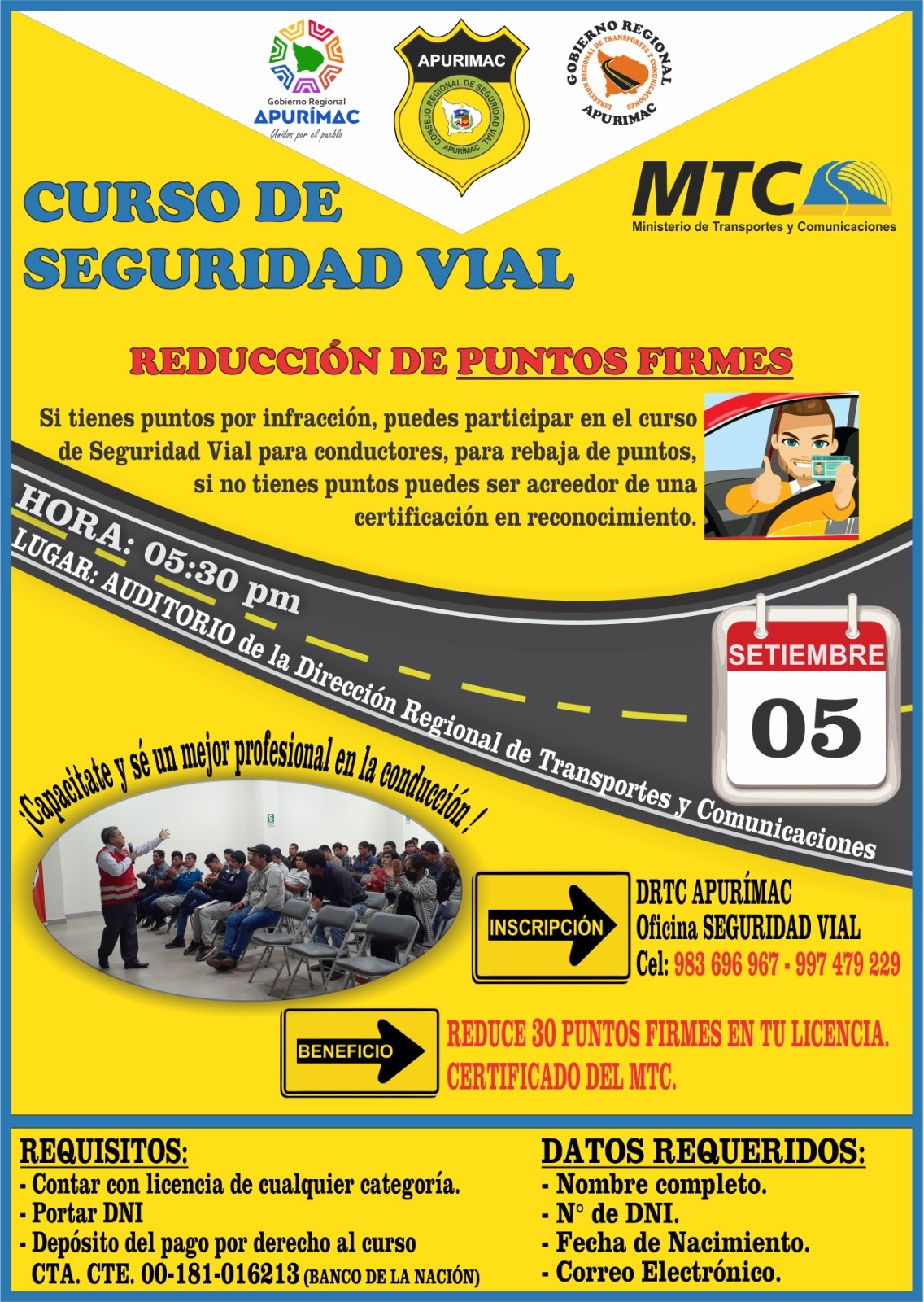 Curso de Capacitación en Seguridad Vial Reducción de 30 puntos en su ...
